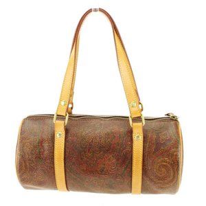 AUTH ETRO handbag paisley beige PVC x leather